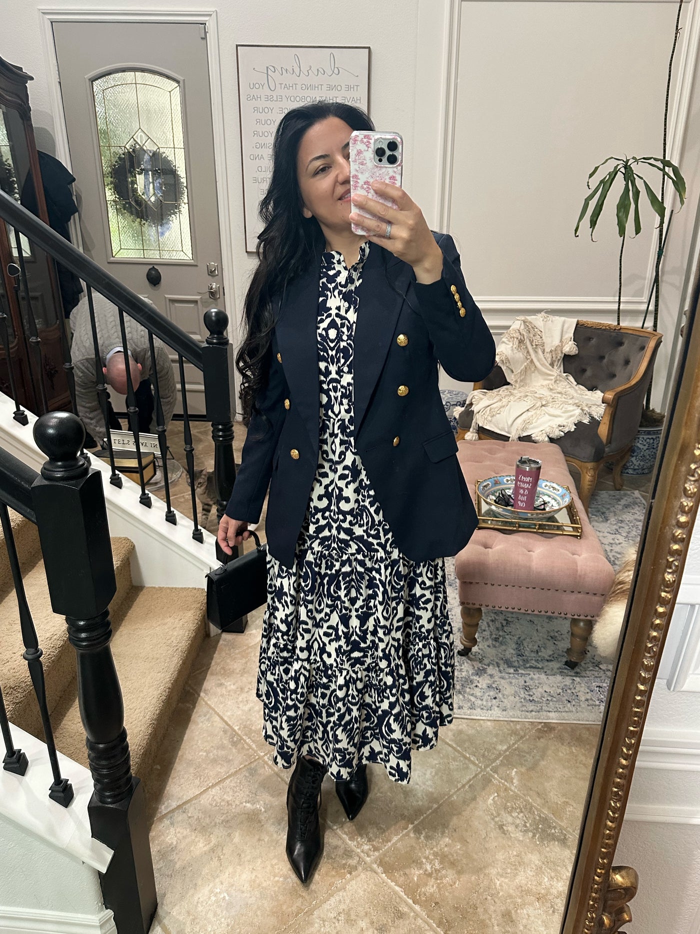 Morocco Navy Midi Dress