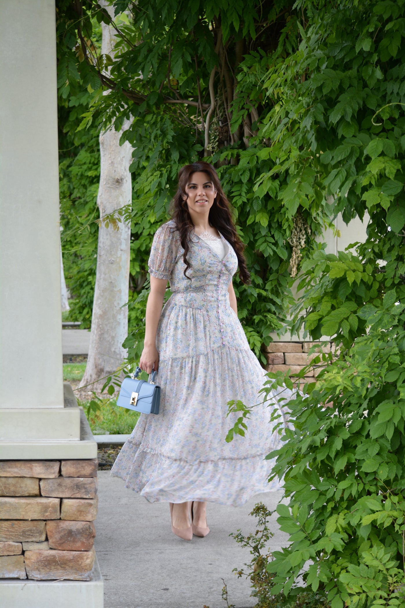 Alvia Small Blue Floral Maxi Dress