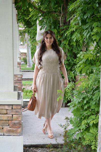 Maeve Taupe Midi Dress