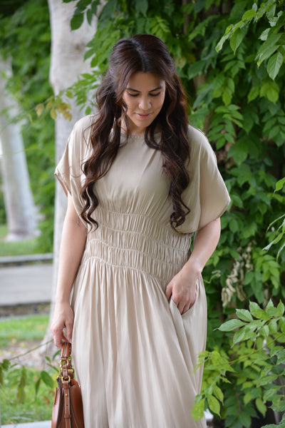 Maeve Taupe Midi Dress