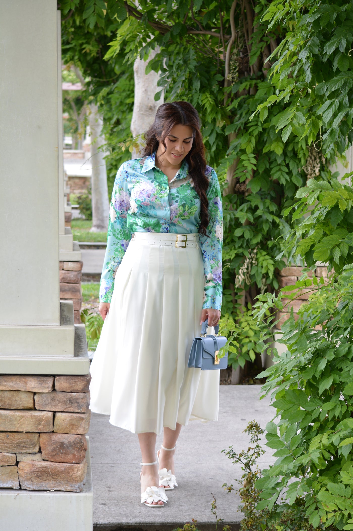 Ailsa Ivory Pleated Skirt (belts included)