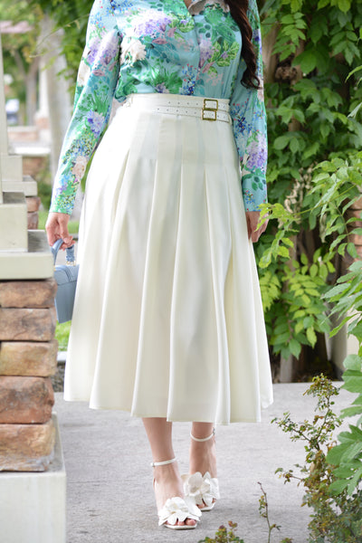 Ailsa Ivory Pleated Skirt (belts included)
