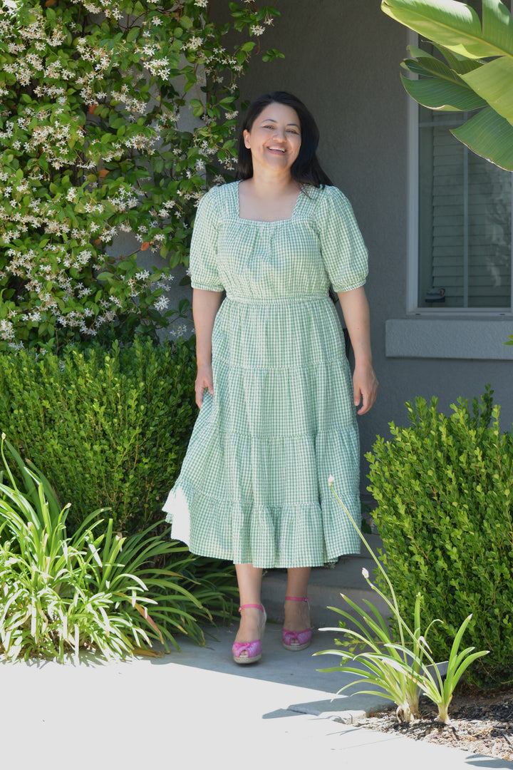 gingham green dress Serenity 100% Cotton Green Gingham Dress – Skirt Society