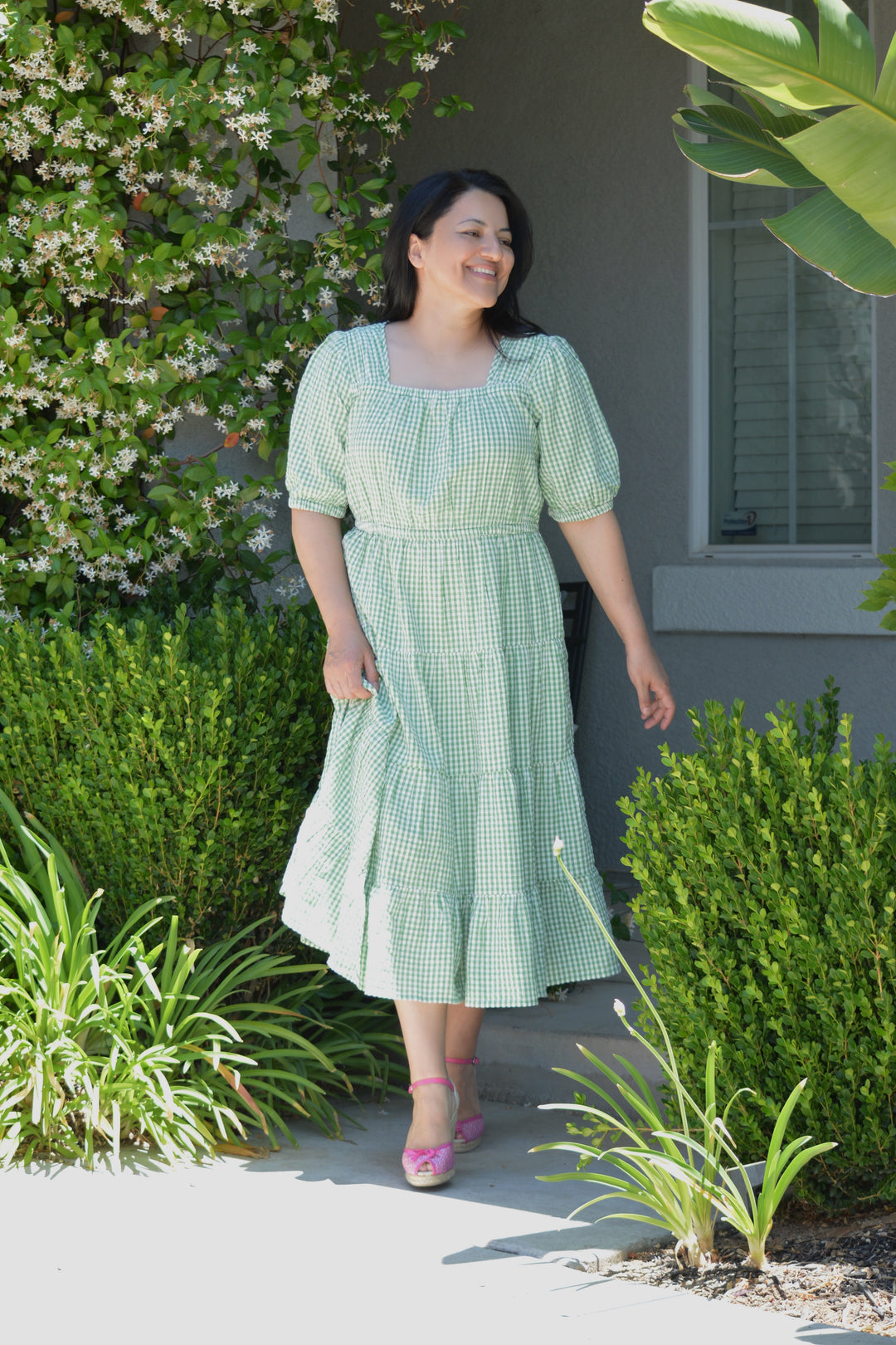 Serenity 100% Cotton Green Gingham Dress – Skirt Society