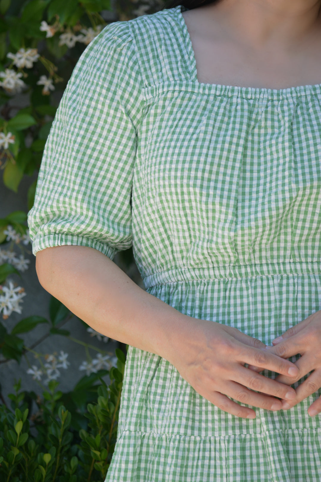 Serenity 100% Cotton Green Gingham Dress LARGE-