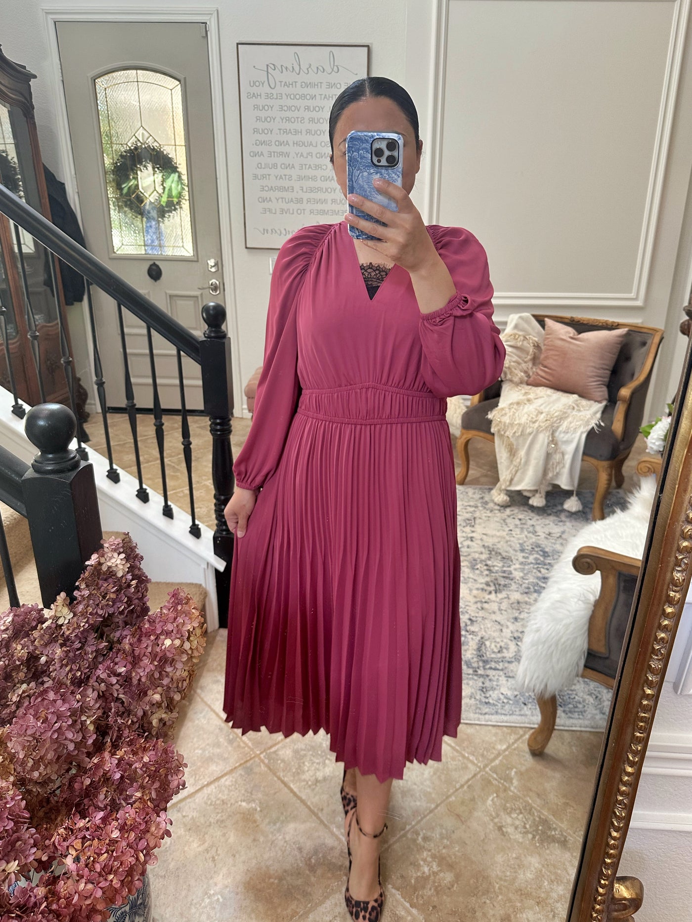 Gabriela Magenta Pleated Dress