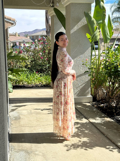 Regan Cream Lace Floral Maxi Dress