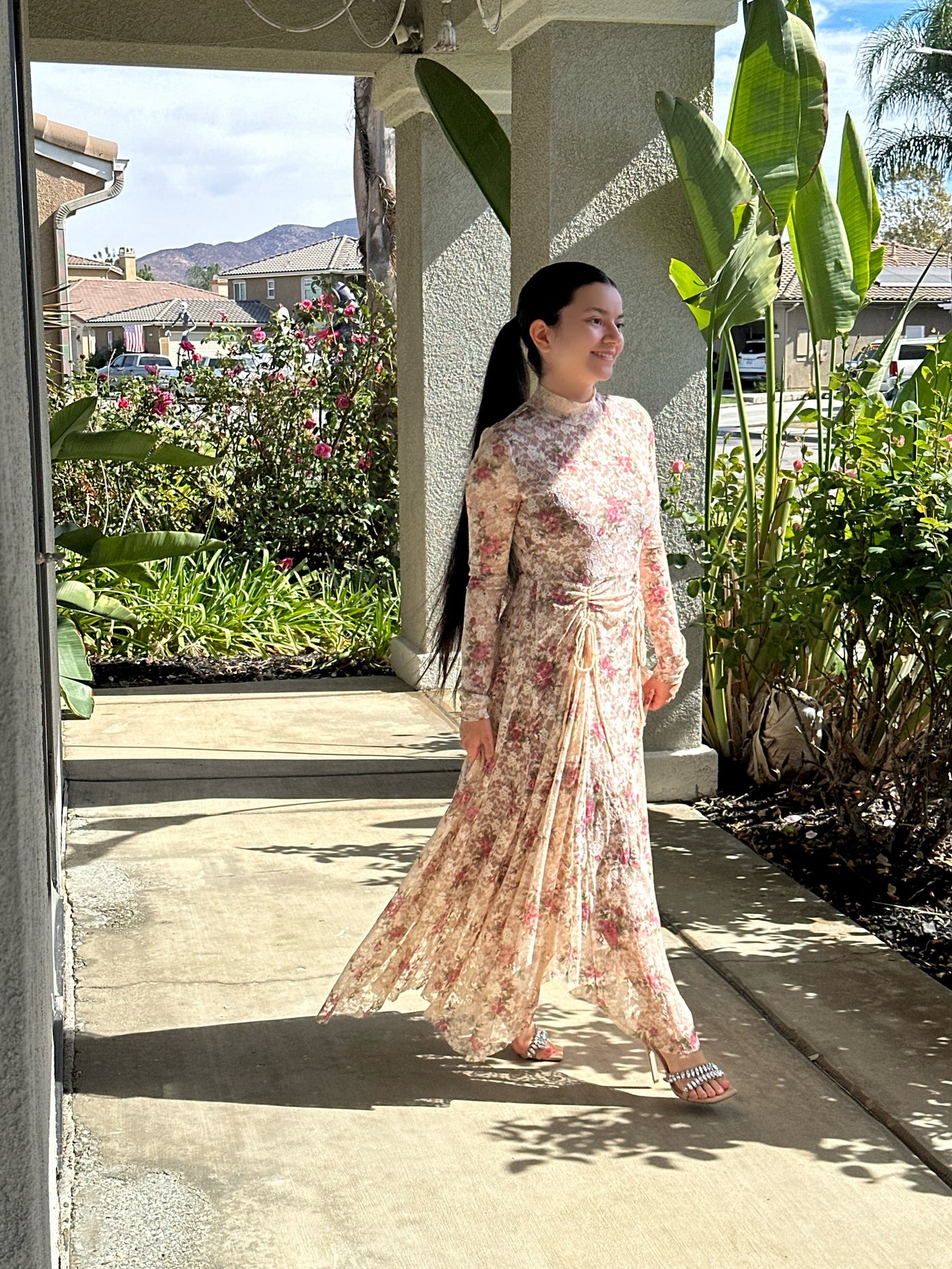 Regan Cream Lace Floral Maxi Dress