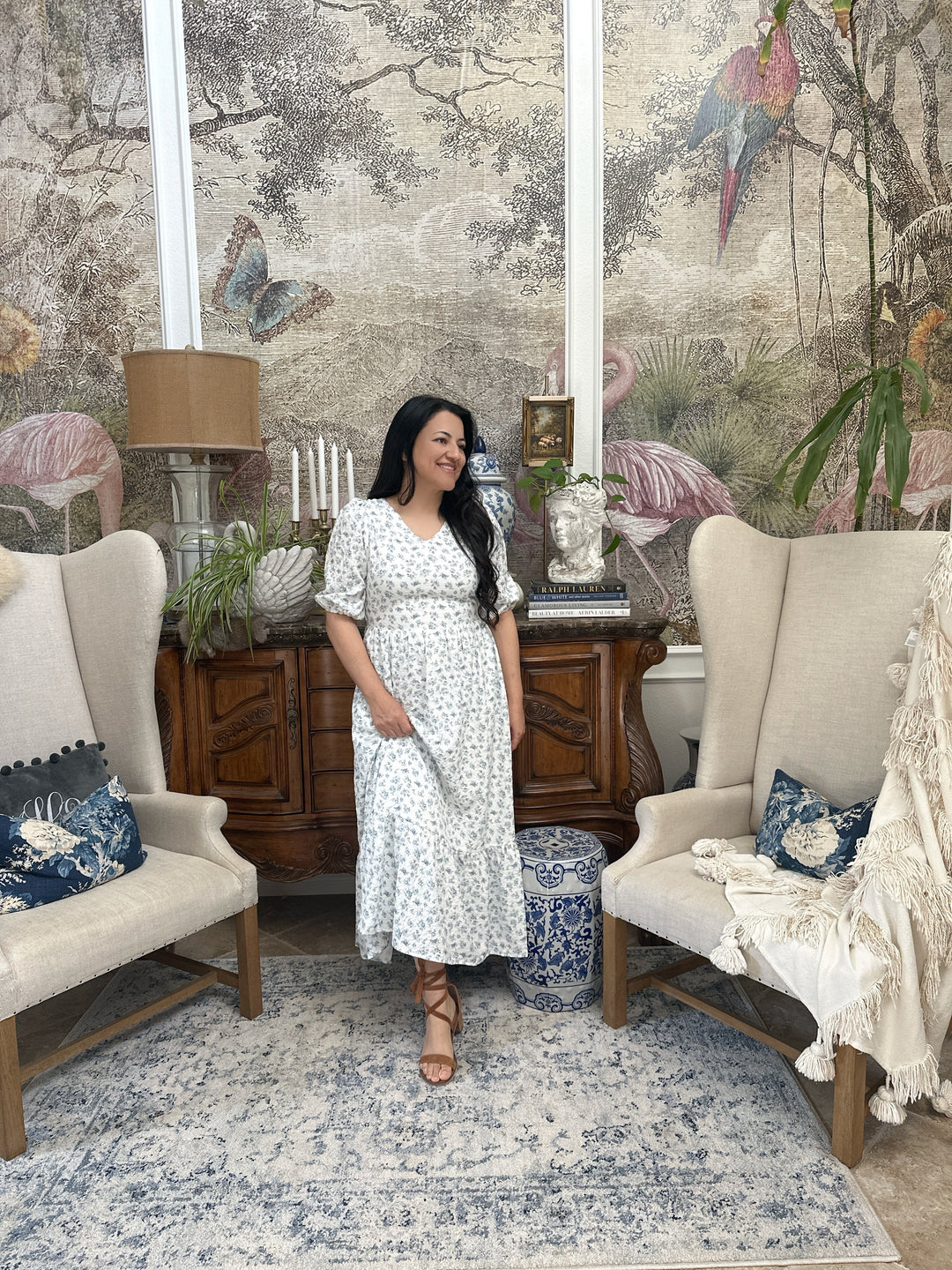 maxi dress for small bust Erma Small Floral Maxi Dress – Skirt Society