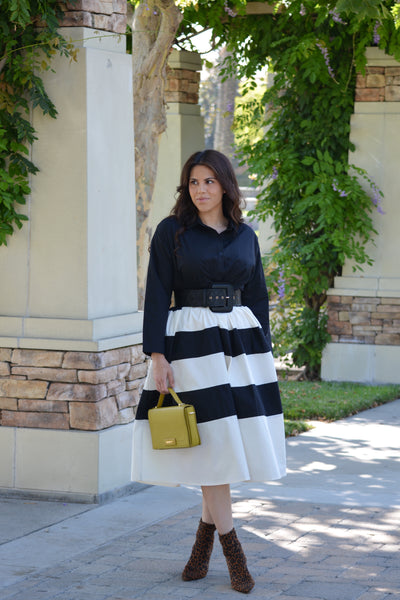 Zully Black Stripe Cotton Dress