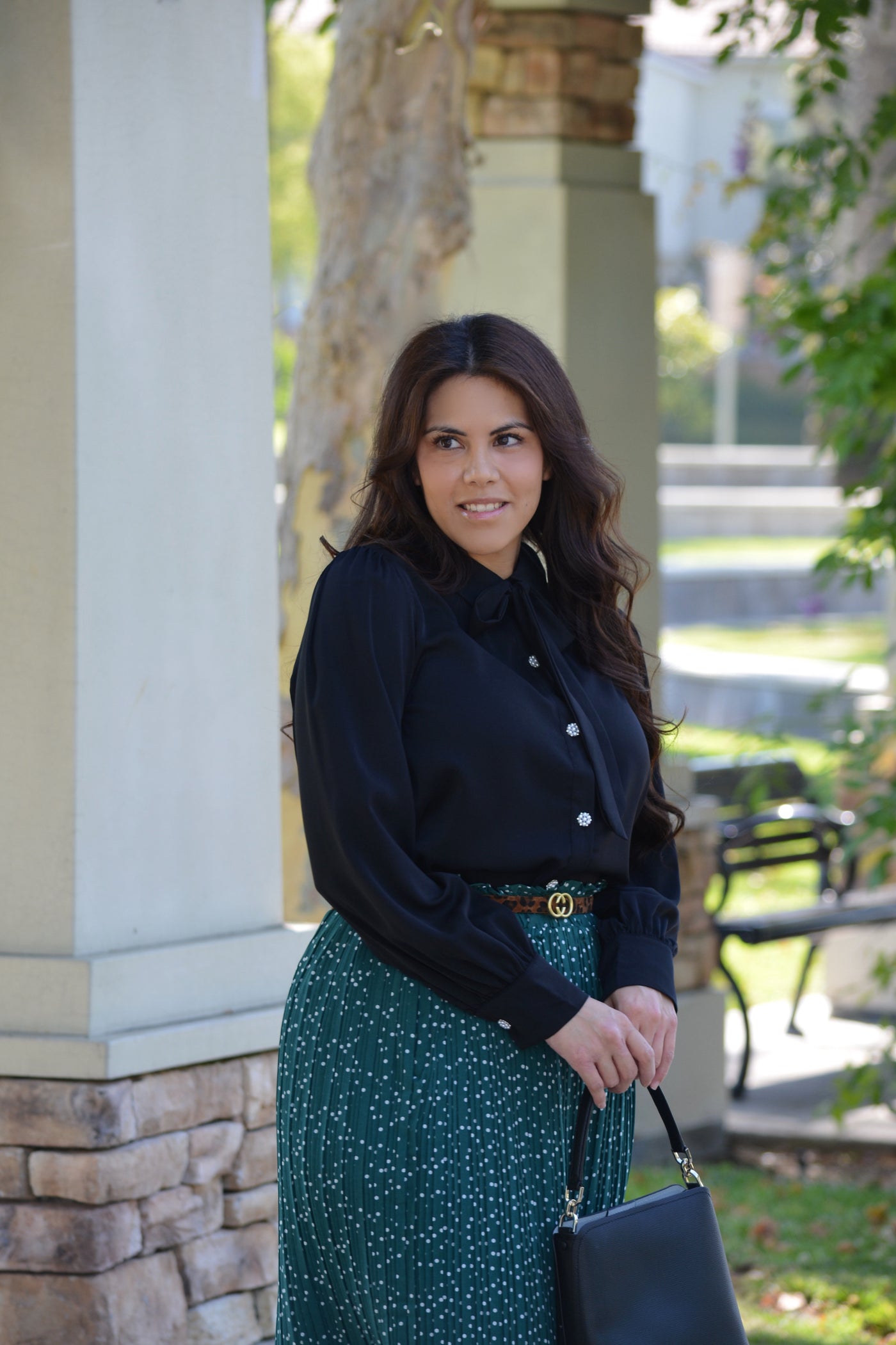 Roxanne Black Pearl Buttoned Top