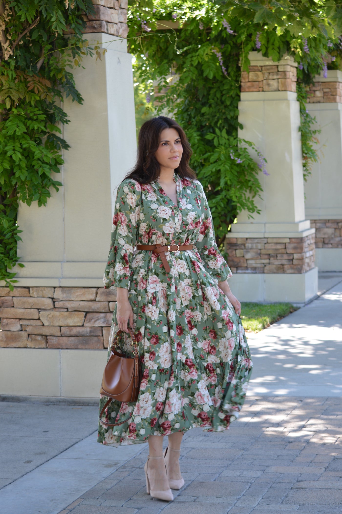 Abby Olive Floral Dress