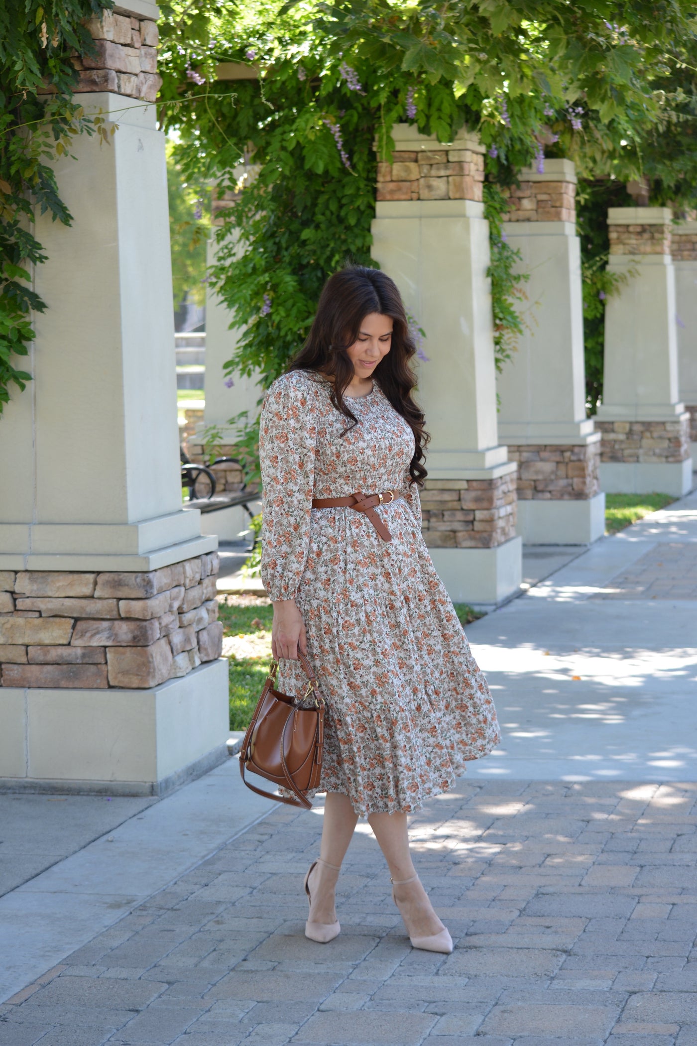 Gabbie Rust Floral Midi Dress