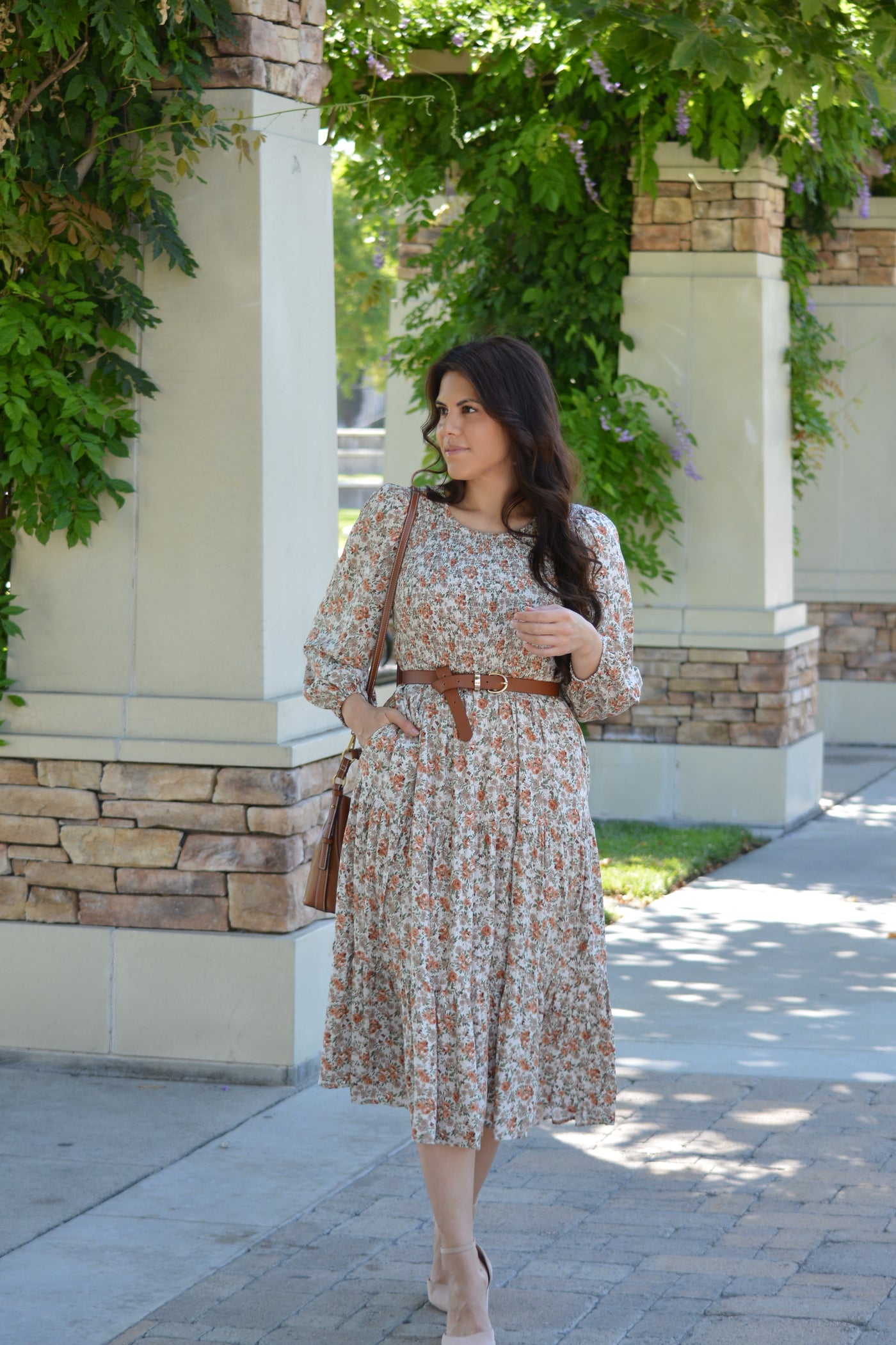 Gabbie Rust Floral Midi Dress