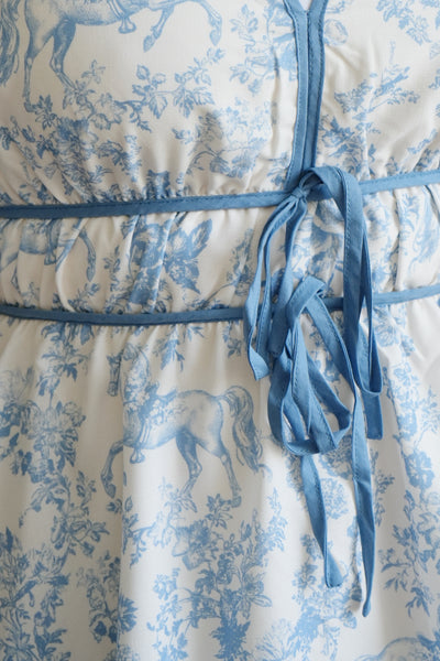 Tulla Blue Horse Toile Midi Dress