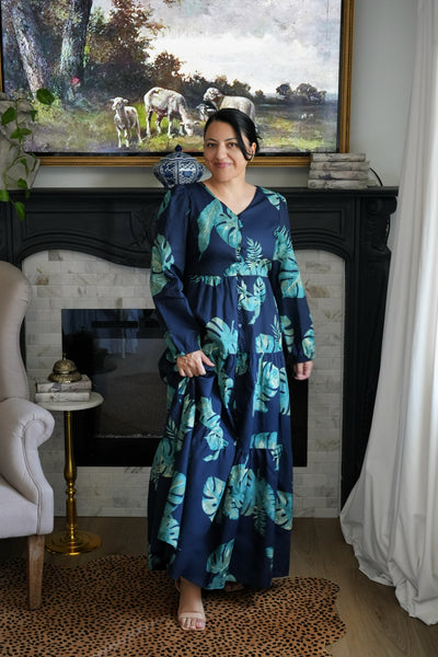 Sardinia Navy 100% Cotton Maxi Dress