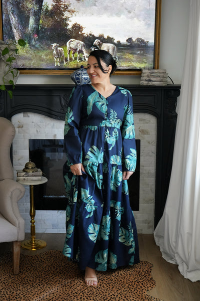 Sardinia Navy 100% Cotton Maxi Dress