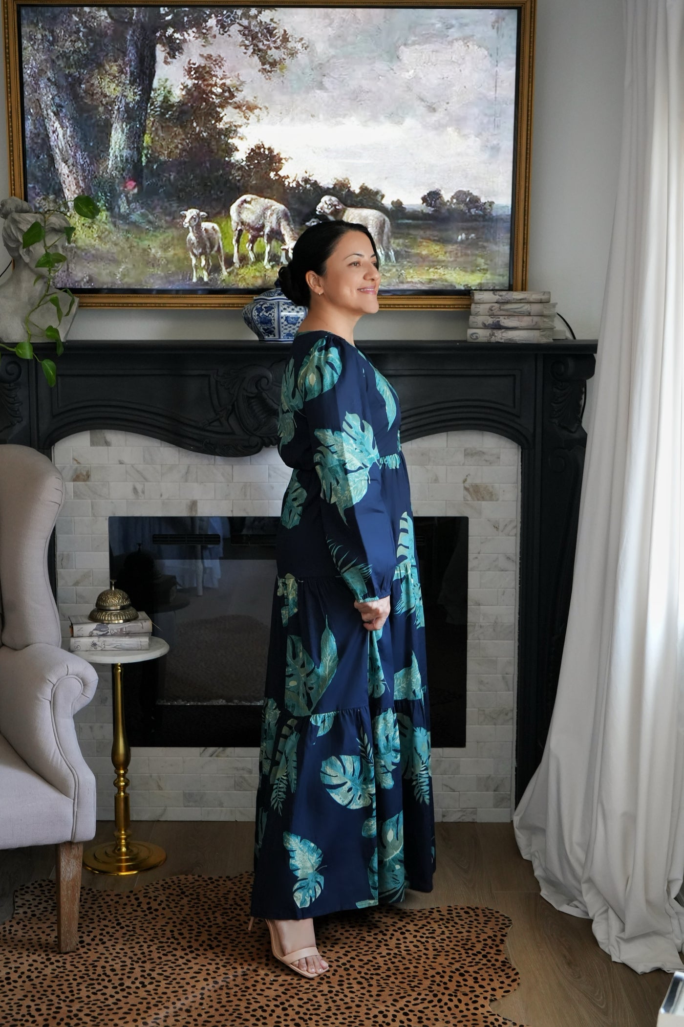 Sardinia Navy 100% Cotton Maxi Dress