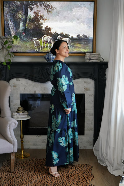 Sardinia Navy 100% Cotton Maxi Dress