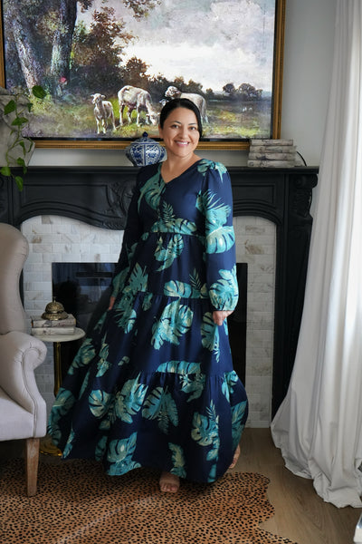 Sardinia Navy 100% Cotton Maxi Dress