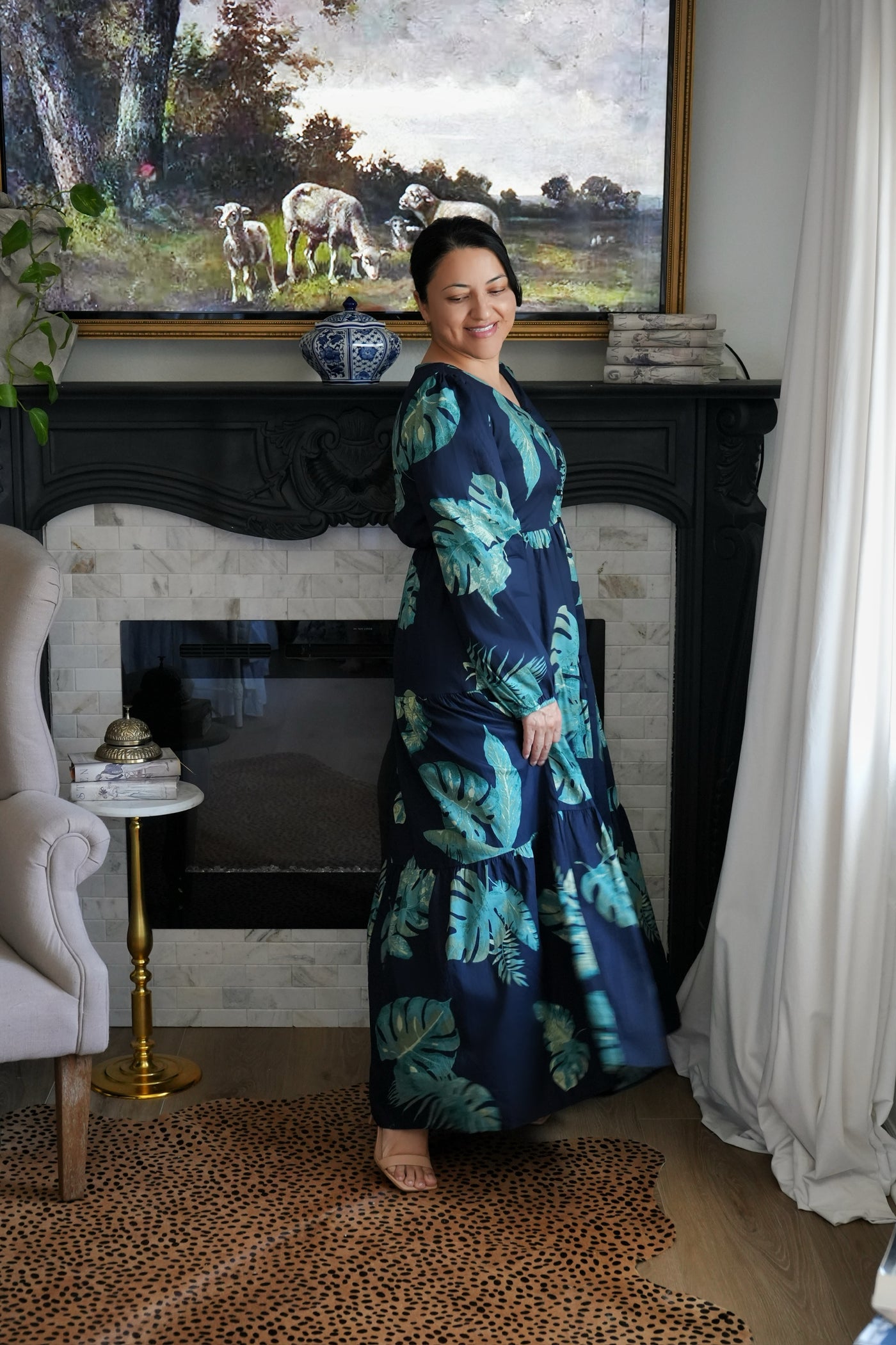 Sardinia Navy 100% Cotton Maxi Dress