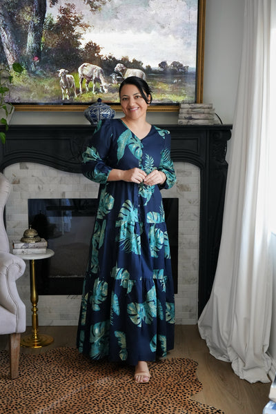 Sardinia Navy 100% Cotton Maxi Dress