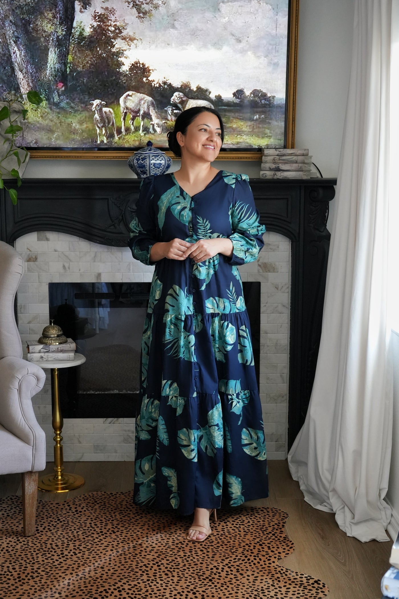 Sardinia Navy 100% Cotton Maxi Dress