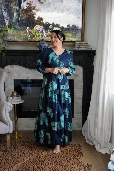 Sardinia Navy 100% Cotton Maxi Dress