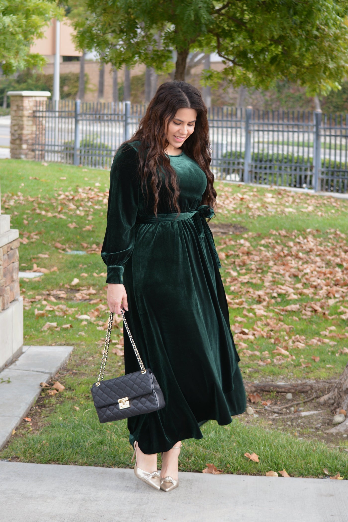 Cameo Emerald Green Velvet Maxi Dress