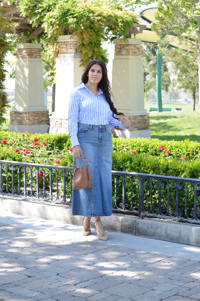 Francesca Periwinkle Stripe Top