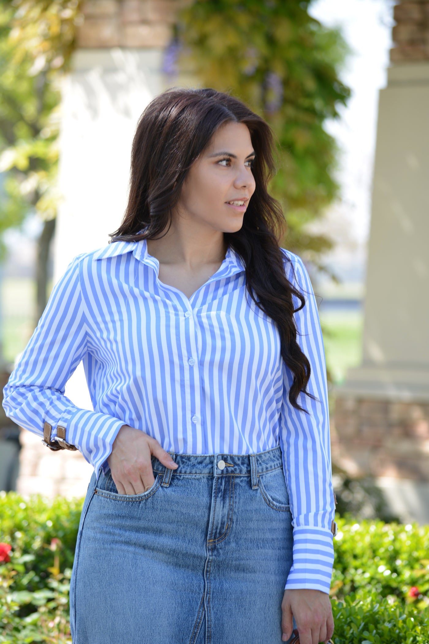 Francesca Periwinkle Stripe Top