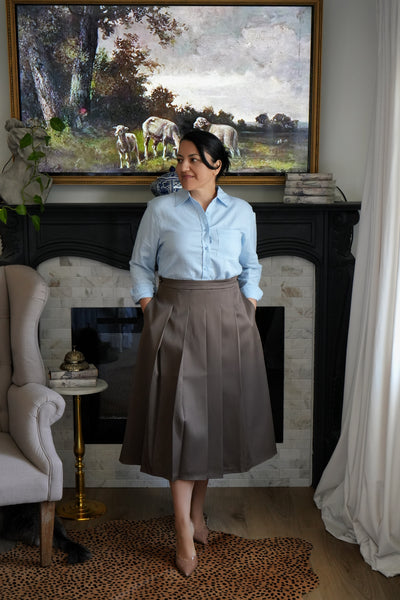 Zadie Brown Pleated Midi Skirt