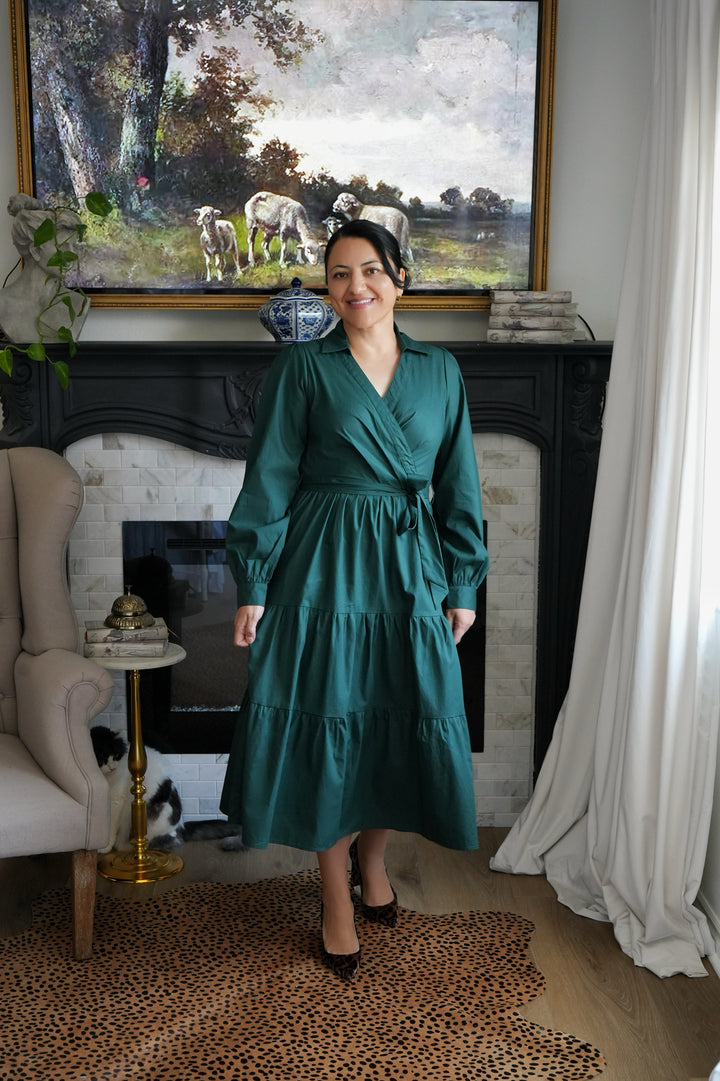 Zuri Emerald Green 100% Cotton Midi Dress – Skirt Society