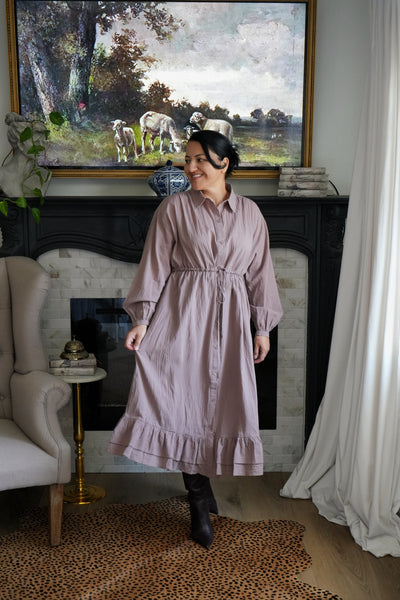 Violetta Taupe 100% Cotton Dress