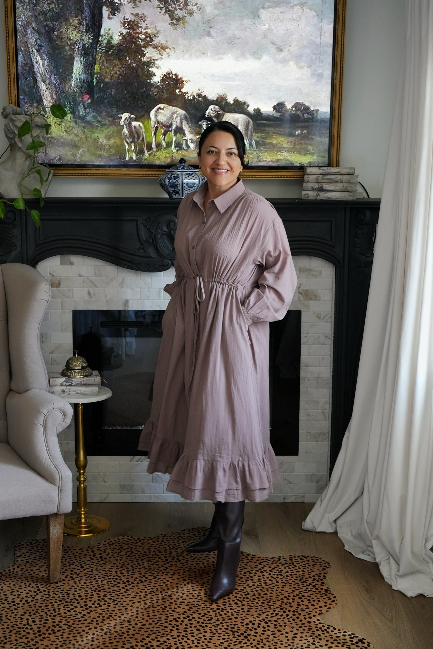 Violetta Taupe 100% Cotton Dress