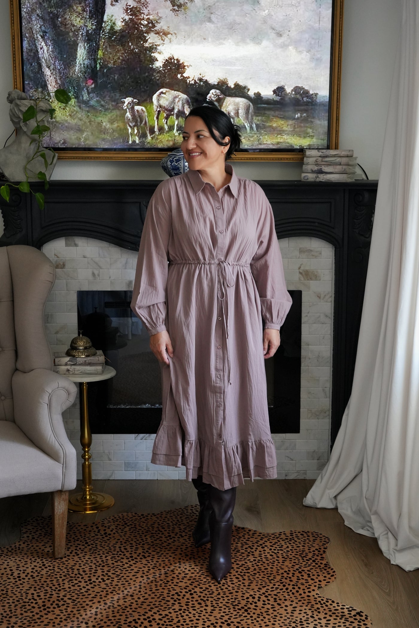 Violetta Taupe 100% Cotton Dress