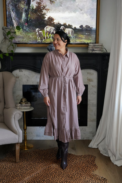 Violetta Taupe 100% Cotton Dress