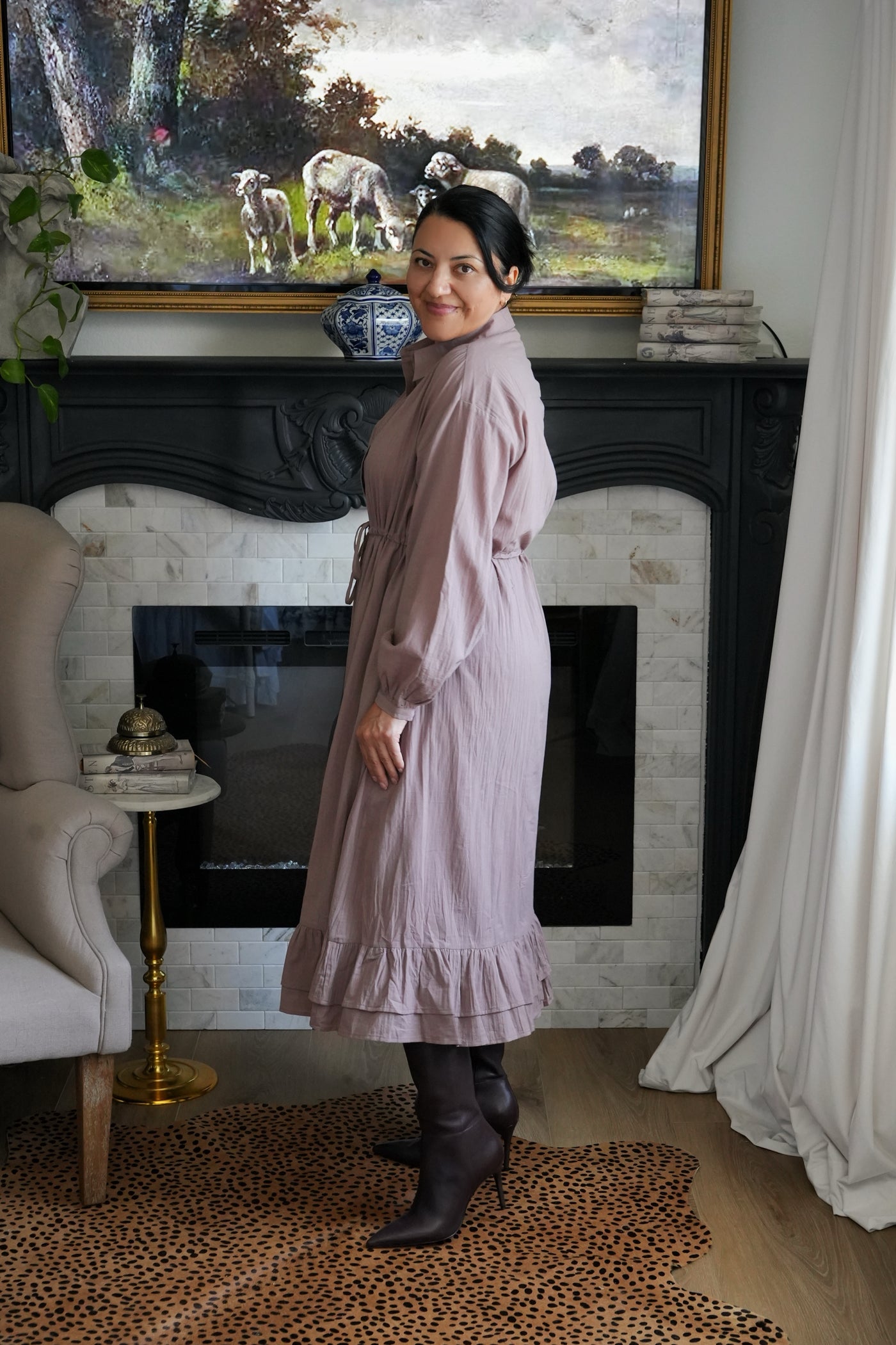 Violetta Taupe 100% Cotton Dress