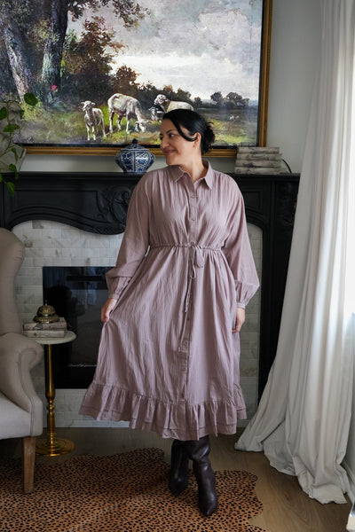 Violetta Taupe 100% Cotton Dress
