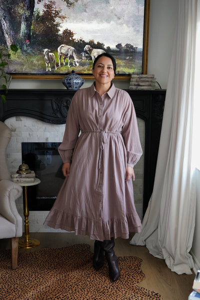 Violetta Taupe 100% Cotton Dress