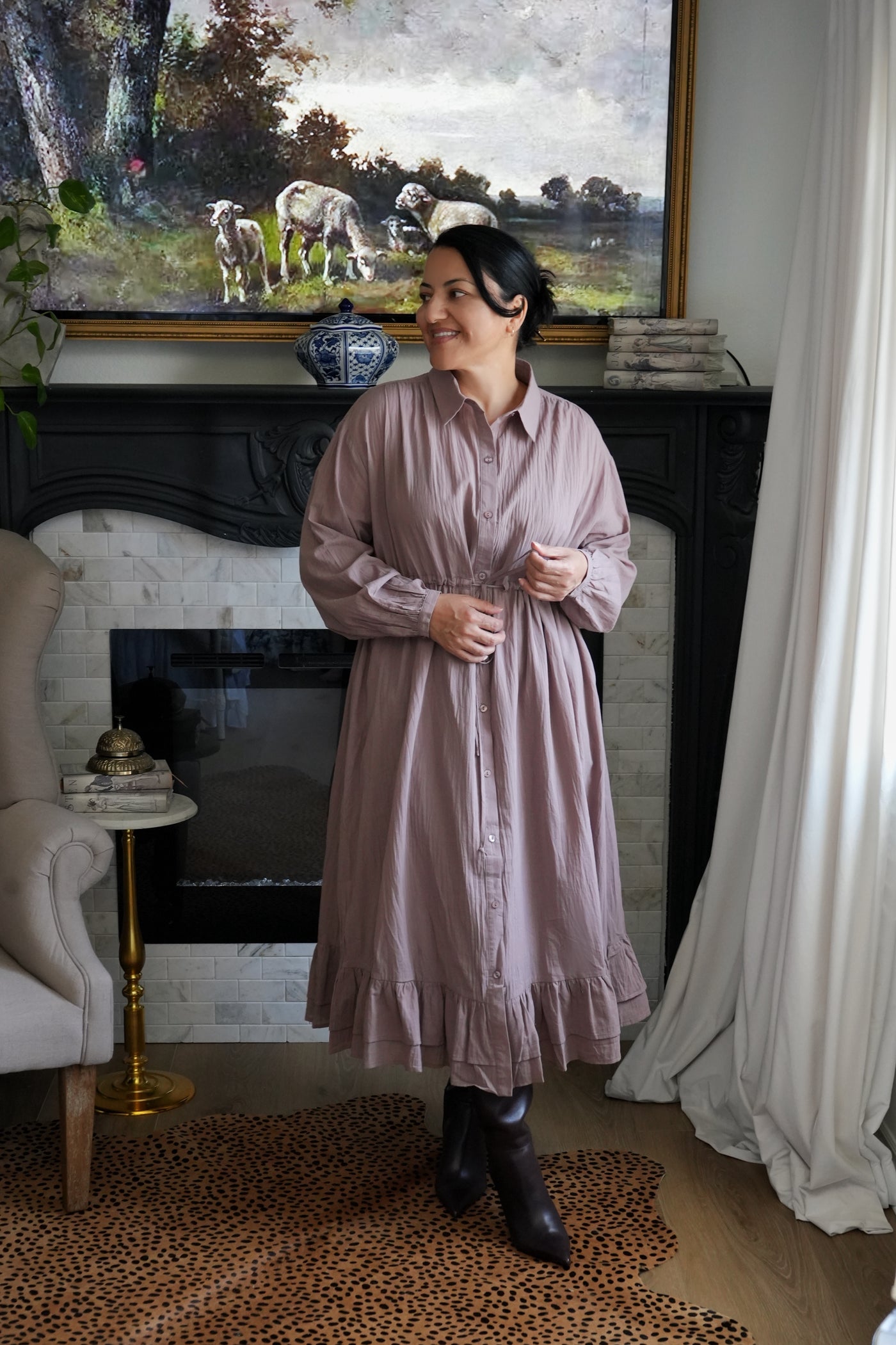 Violetta Taupe 100% Cotton Dress