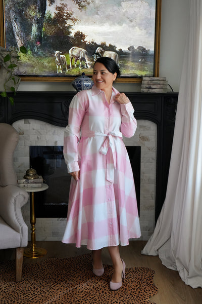 Avignon Pink Plaid 100% Cotton Dress