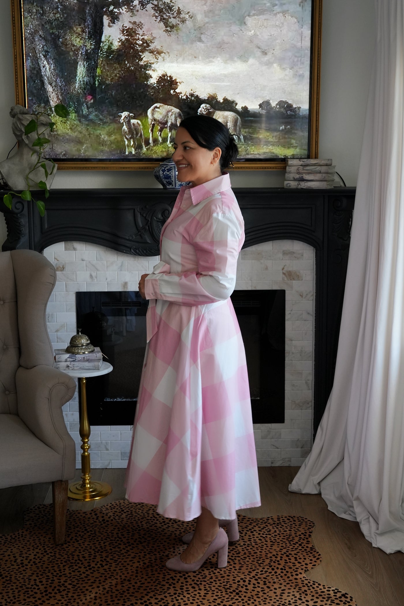 Avignon Pink Plaid 100% Cotton Dress