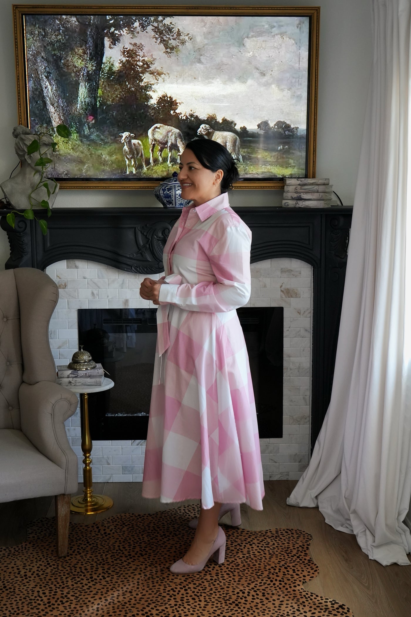 Avignon Pink Plaid 100% Cotton Dress