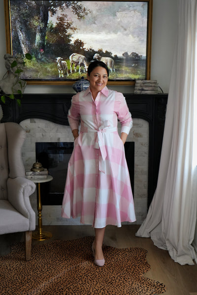 Avignon Pink Plaid 100% Cotton Dress