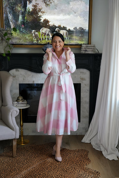 Avignon Pink Plaid 100% Cotton Dress