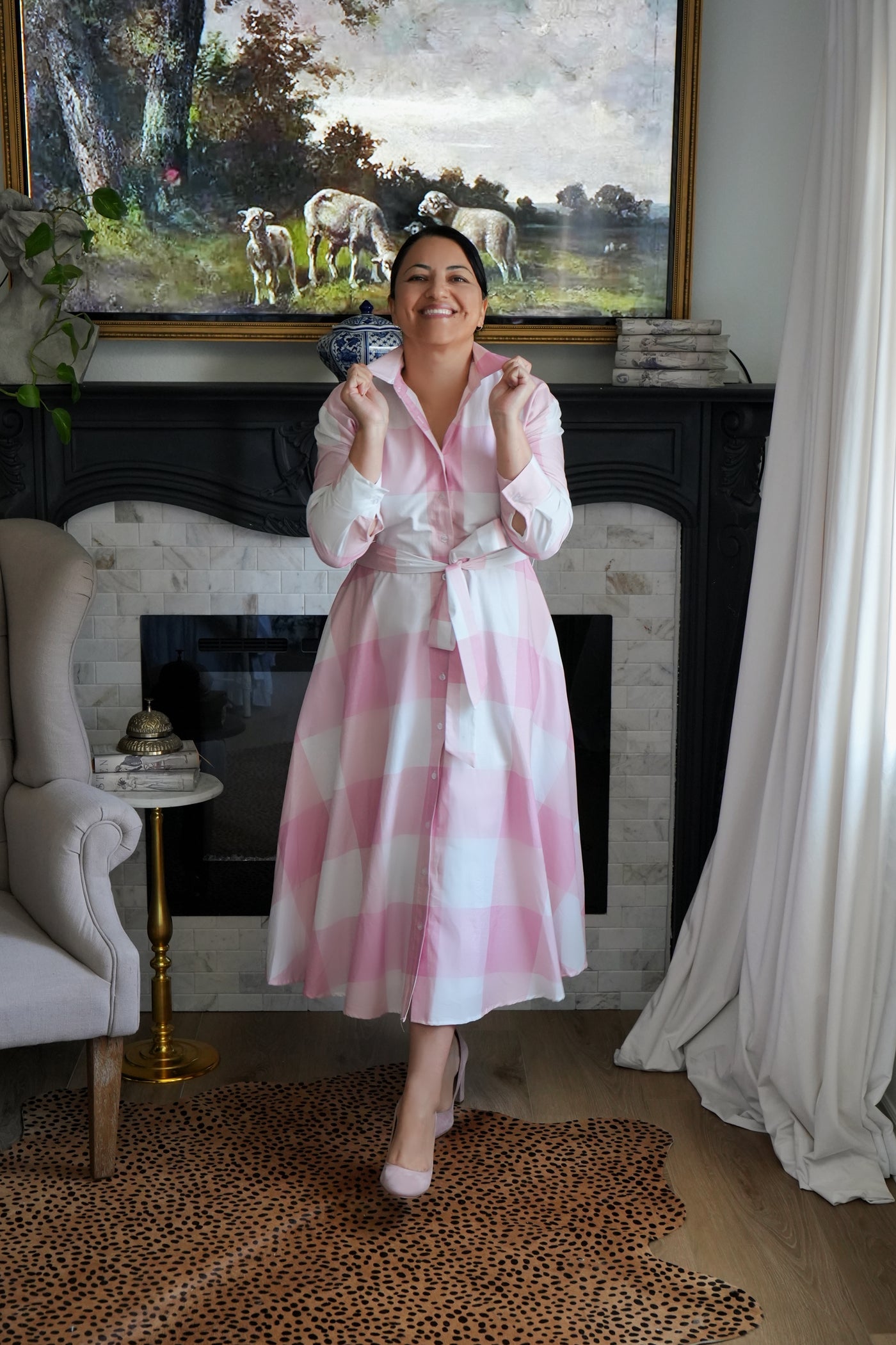 Avignon Pink Plaid 100% Cotton Dress