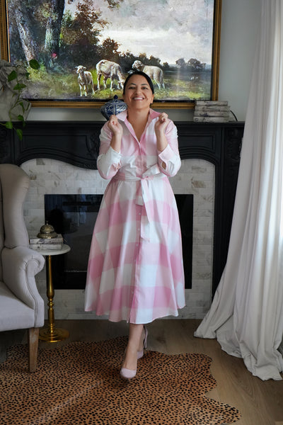Avignon Pink Plaid 100% Cotton Dress