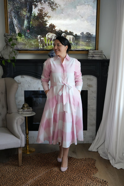 Avignon Pink Plaid 100% Cotton Dress