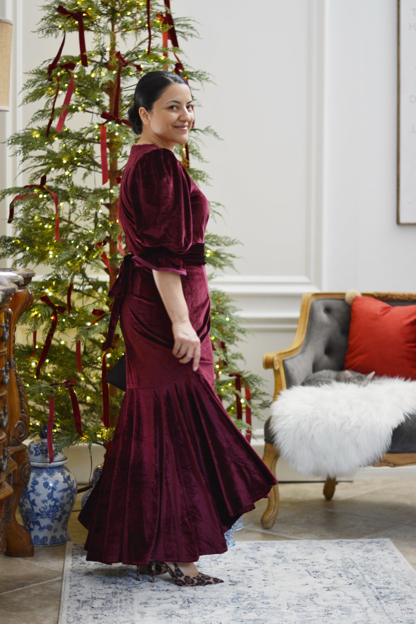 Montreal Burgundy Velvet Dress